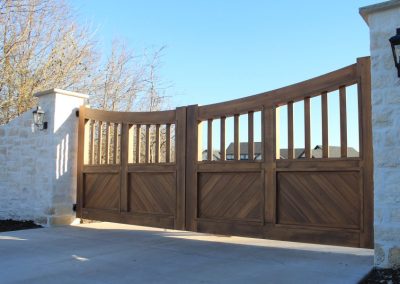 aluminum faux-wood driveway gate