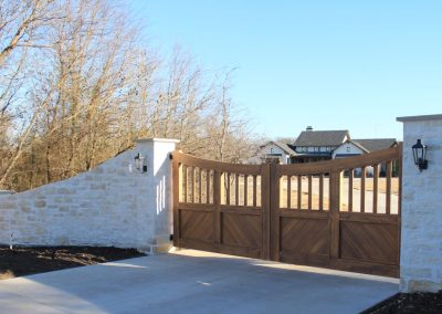 aluminum modern faux-wood driveway gate