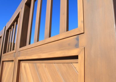 wood-painted aluminum driveway gate