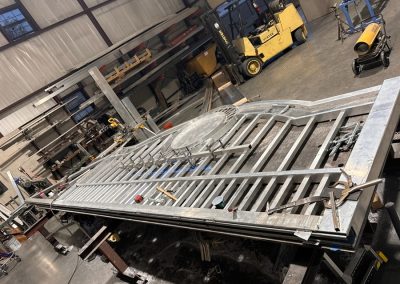 aluminum gate fabrication on shop table