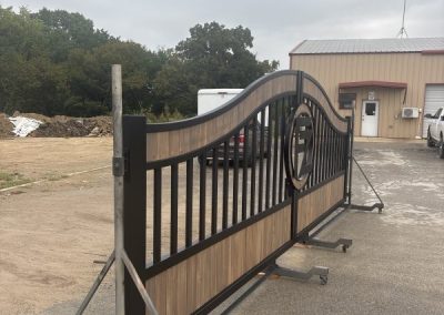 double swing faux wood aluminum gate